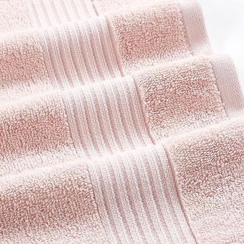 Modern Threads Astra 6-Piece 100% Cotton Towel Set – Jacquard Geometric Pattern – Includes 2 Bath Towels, 2 Hand Towels, 2 Washcloths – Absorbent, Quick Dry, Soft & Durable – Blush Pink