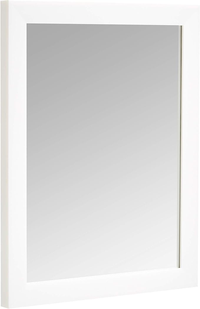 Amazon Basics Rectangular Wall Mount Mirror for Bedroom, Living Room, Entryway, Standard Trim, 16" x 20", White