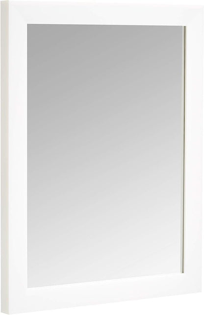 Amazon Basics Rectangular Wall Mount Mirror for Bedroom, Living Room, Entryway, Standard Trim, 16" x 20", White