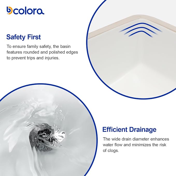 Dcolora 22x15 In. Undermount Bathroom Sink, Rectangular Fireclay White Ceramic Porcelain Lavatory Vanity Bath Sink Under Counter Vessel Sink, Farmhouse Style #DC-UVS2538003
