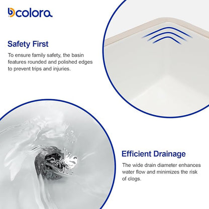Dcolora 19x15 In. Undermount Bathroom Sink, Rectangular Fireclay White Ceramic Porcelain Lavatory Vanity Bath Sink Under Counter Vessel Sink, Farmhouse Style #DC-UVS2538004