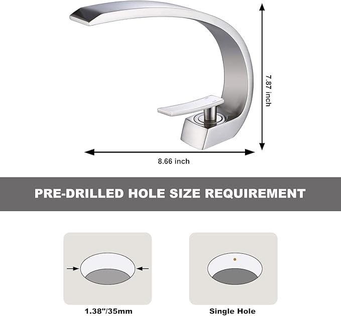 Wovier Brushed Nickel Bathroom Sink Faucet,Unique Design Single Handle Single Hole Brass Lavatory Vanity Faucet,Basin Mixer Tap with Supply Hose and Pop Up Drain Assembly