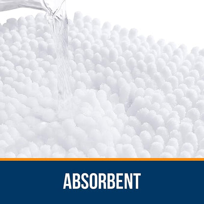 OLANLY Toilet Rugs U-Shaped 24x24, Soft Absorbent Chenille Contour Rugs | White, Quick-Drying Rubber Backing, Machine Washable Non-Slip Shaggy Bathroom Mat for Toilet, Home Decor Accessories
