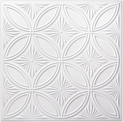 Art3d Decorative PVC Drop Ceiling Tile 2ft x 2ft in White,Glue up Ceiling Panel 24 x 24in.12pcs | Waterproof, Break-Proof, Wipeable Surface, Scratch Resistant, Compatible with Grid System, Ideal for Commercial Spaces