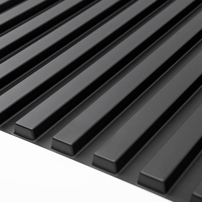 Art3d 3D Fluted Textured Slat Wall Panels, 19.7 x 19.7 in, 12-Pack, Black | PVC, Waterproof, Scratch Proof, Wipeable, Break-Proof, Ideal for Home, Office and Commercial Spaces
