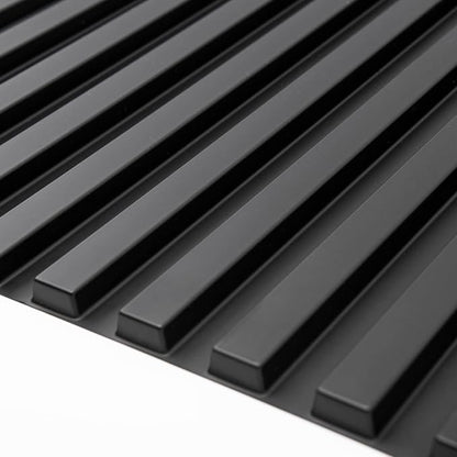 Art3d 3D Fluted Textured Slat Wall Panels, 19.7 x 19.7 in, 12-Pack, Black | PVC, Waterproof, Scratch Proof, Wipeable, Break-Proof, Ideal for Home, Office and Commercial Spaces