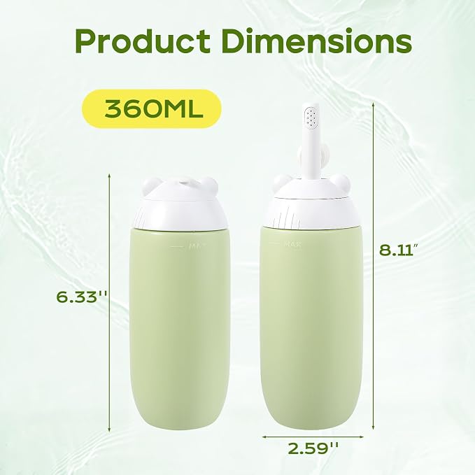 Rotatable Nozzle Portable Bidet – 360ml Touch-Free Nozzle Peri Bottle, Leak-Proof Travel Handheld Bidet for Postpartum Care, Personal Hygiene, Camping & Outdoor Use (Green)