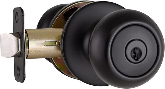 Design House 778936 Cambridge 2-Way Adjustable Entry Door Knob for Front Back Garage, Matte Black