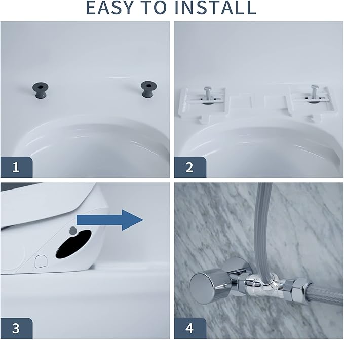 X1 Electric Bidet Seat for Elongated Toilets with Remote Control- Electronic Heated Toilet Seat with Endless Warm Water and Multifunctional Wash Functions，White，Easy Installation