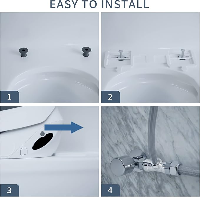 X1 Electric Bidet Seat for Elongated Toilets with Remote Control- Electronic Heated Toilet Seat with Endless Warm Water and Multifunctional Wash Functions，White，Easy Installation