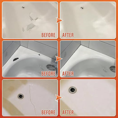 Tub Repair Kit (Color Match), for Fiberglass Shower, Acrylic Bathtub | For Chips, Cracks, Holes & Rust on Porcelain Sink, Tile, Enameled Cast Iron Tub Surround & Shower Pan Repair, White, Almond