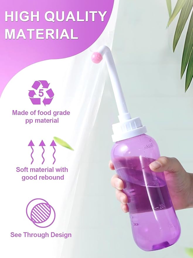 Peri Bottle for Travel Bidet - Care,Portable Travel Squeeze Bottle Bidet for Women Personal Hygiene Cleaning,2 Tubes for Baby Mom and 16.9OZ (Purple)
