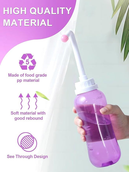 Peri Bottle for Travel Bidet - Care,Portable Travel Squeeze Bottle Bidet for Women Personal Hygiene Cleaning,2 Tubes for Baby Mom and 16.9OZ (Purple)