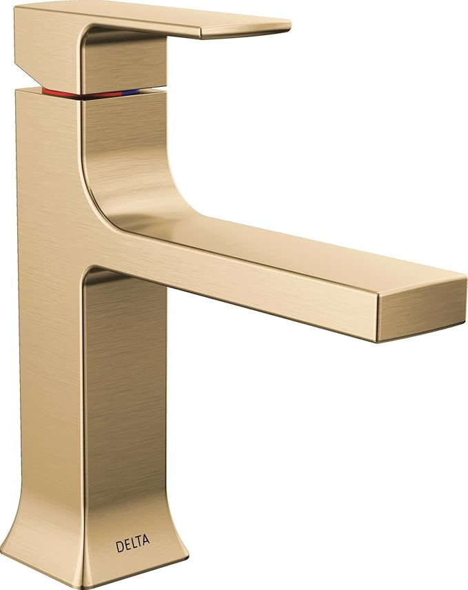 Delta Velum Brushed Gold Bathroom Faucet 1 Hole, Single Hole Bathroom Sink Faucet for Vanity, Metal Push-Pop Drain Assembly, Champagne Bronze 537-CZMPU-DST