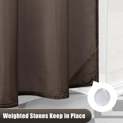 OLANLY Luxury Light Brown and White Ombre Shower Curtain Sets with 12 Hooks, Waterproof and Washable Decorative Shower Curtains for Bathroom, 72x72 Inches