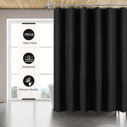 Black Shower Curtain Liner 4 Pack, 4G PEVA Shower Liner, Plastic Peva Waterproof Shower Curtains, 72x72 inch with Grommet Holes 3 Magnetic Weights