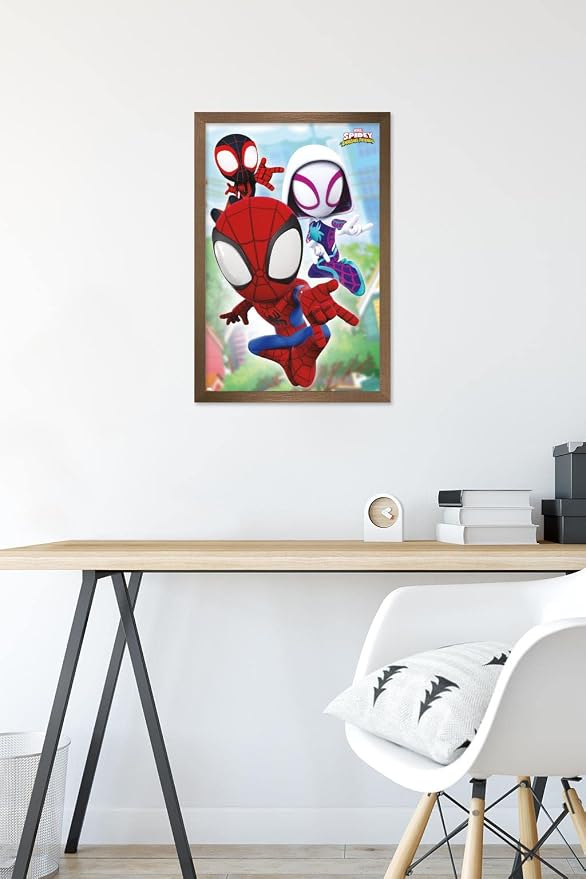 Trends International Marvel Spidey and His Amazing Friends - Webs Wall Poster, 14.72" x 22.37", Bronze Framed Version