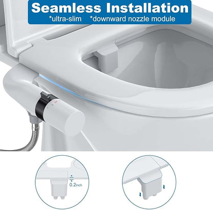 Bidet Attachment for Toilet Seat Water Pressure, Hygienic Bidets Attachment for Existing Toilets - Adjustable Fresh Water Pressure Dual Nozzle (Frontal & Rear Wash) Easy to Install,