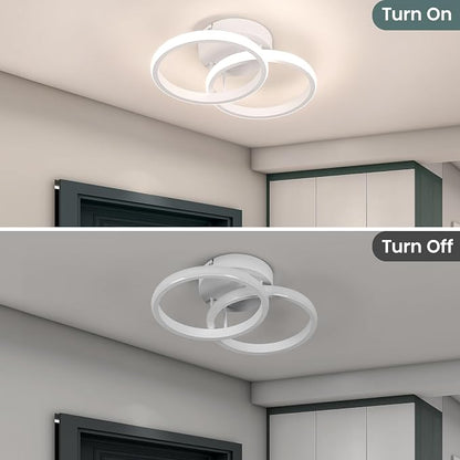 CANEOE Round Modern Led Ceiling Light Fixtures, 6000K Cool White Hallway Light Fixtures Ceiling, Bathroom Close to Ceiling Lights for Corridor Stair Aisle Lamps (White, 1 Pack)