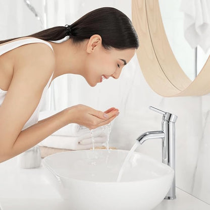 Bathroom Vessel Sink Faucet Modern Basin Mixer Tap Chrome Tall Body Single Handle One Hole Lavatory Faucet