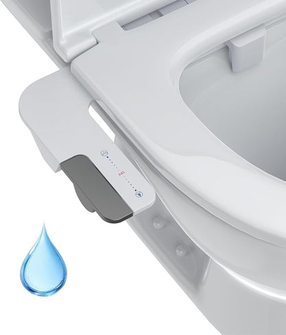 Bidet Attachment for Toilet, Non-Electric Bidet Self-Cleaning Dual Nozzle (Feminine/Rear Wash), Cold Water Bidets Sprayer for Existing Toilets Cover with Adjustable Pressure, Easy to Install, Grey