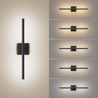 Tipace Hardwired Black Vanity Light Fixtures for Bathroom - 23.6 inch 360° Rotatable Modern Bathroom Light Fixture Over Mirror 5CCT LED Wall Sconce Lighting Fixture LED Vanity Lights Bar
