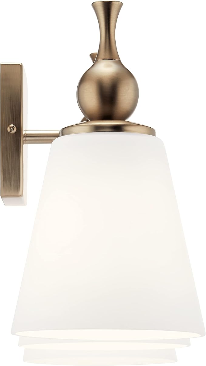 Kichler Cosabella 3 Light in Champagne Bronze with Satin Etched Cased Opal Glass Shades for Bathrooms and Powder Rooms, 24" W x 10.25" H, 55092CPZ