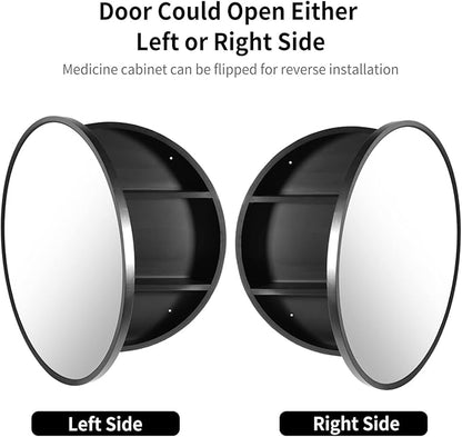 Movo Medicine Cabinet Round 24 Inch x 24 Inch Bathroom Cabinet Mirror, Circular Storage Cabinet Surface Mounted