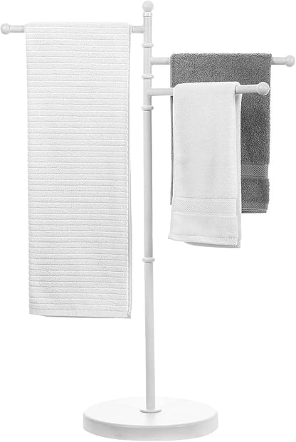 MyGift 40 Inch Freestanding Towel Rack, 3 Swivel Bar Bathroom Drying Stand | Three rotating bars provide convenient towel drying and storage for bathrooms, pools, spas, and hot tub areas