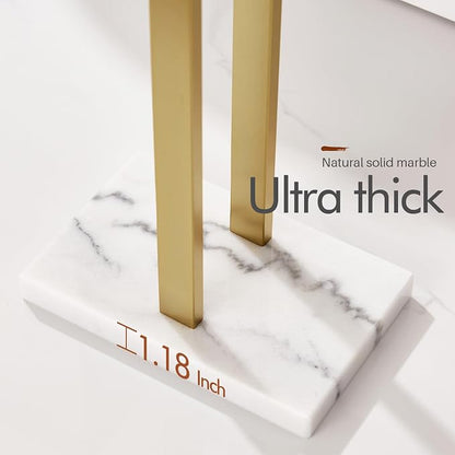 KOKOSIRI Standing Towel Rack for Bathroom Floor 2-Tier Towel Holder Free Stand with Heavy Marble Base Thicken Steady Design Gold Stainless Steel THS0005-BG