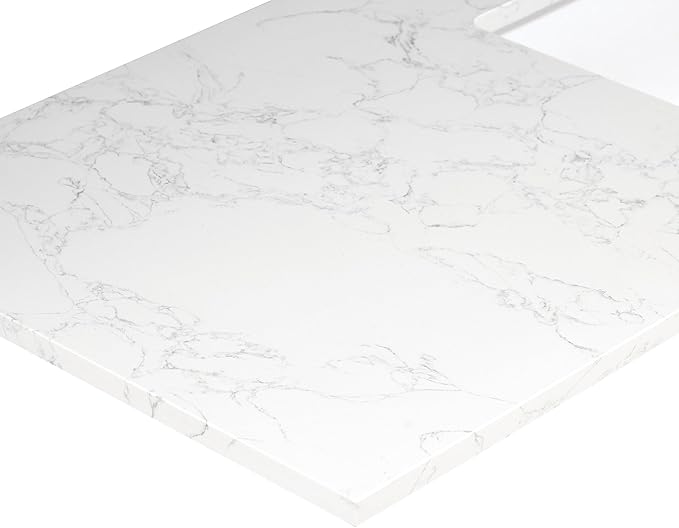 Ceres 31" Engineered Stone Vanity Top in Grain White with Single White Sink