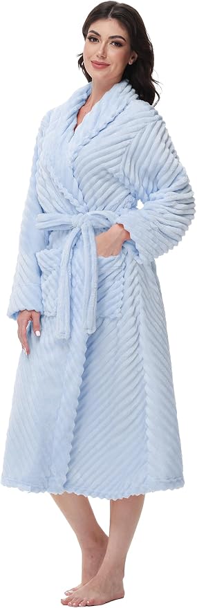 Yurhap Premium Robes for Women - Super Soft Cozy Fleece Womens Robe Plush Long Bathrobe