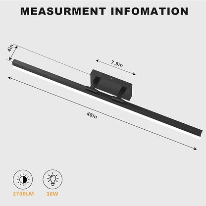 IZORRO Modern Bathroom Vanity Light 48 inch, Rotatable, 36W Dimmable Led Bathroom Light Fixture Over Mirror, Black Vanity Light Bar (5 Color Temperature)