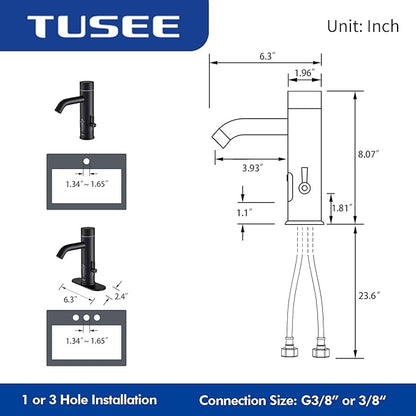 Touchless Bathroom Faucet for Home Use, with Temperature and Flow Control, Matte Black, TS-5303M