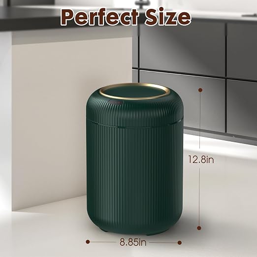 Procade Touchless Sensor Trash Can Bathroom,Small Gold + Green Garbage Can | 3 Gallon Automatic Garbage Can,Smart Room Trash Bin,Mini Auto Plastic Waste Basket for Office,Bedroom,Dorm,Toilet,Rv,Kitchen