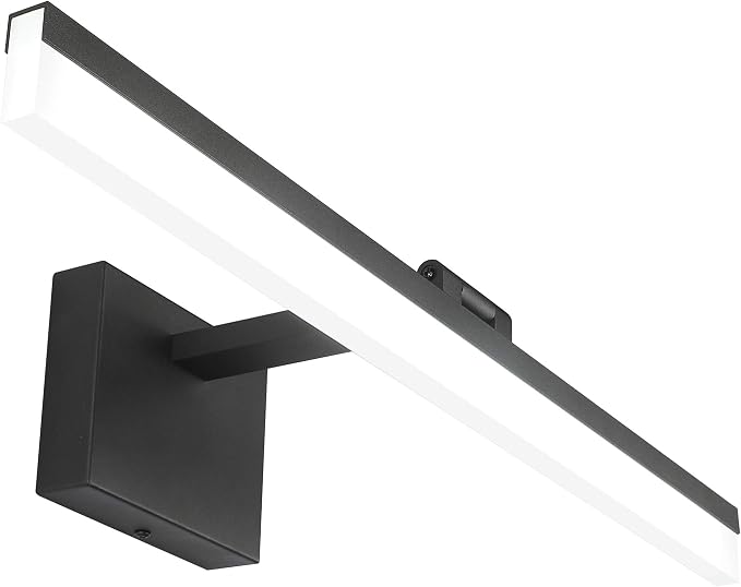 SOLFART Dimmable Black Vanity Light Bar Lighting Fixtures Modern Bathroom Light Fixtures 6000K Rotatable White Aluminum LED Light