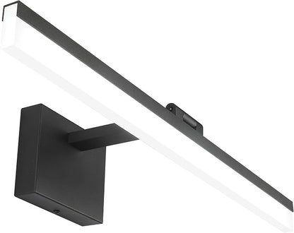 SOLFART Dimmable Black Vanity Light Bar Lighting Fixtures Modern Bathroom Light Fixtures 6000K Rotatable White Aluminum LED Light