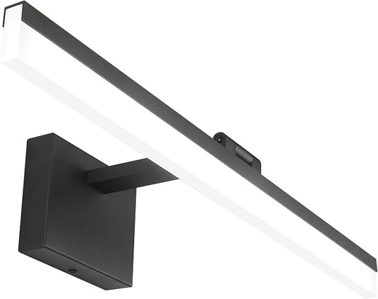 SOLFART Dimmable Black Vanity Light Bar Lighting Fixtures Modern Bathroom Light Fixtures 6000K Rotatable White Aluminum LED Light