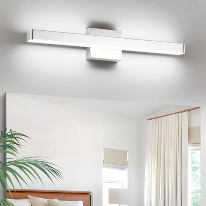 LED Modern Bathroom Vanity Light Fixtures (24-Inch, Cool White 6000K), Modern Acrylic Bathroom Wall Lighting Fixtures for Bathroom Over Mirror, Chrome