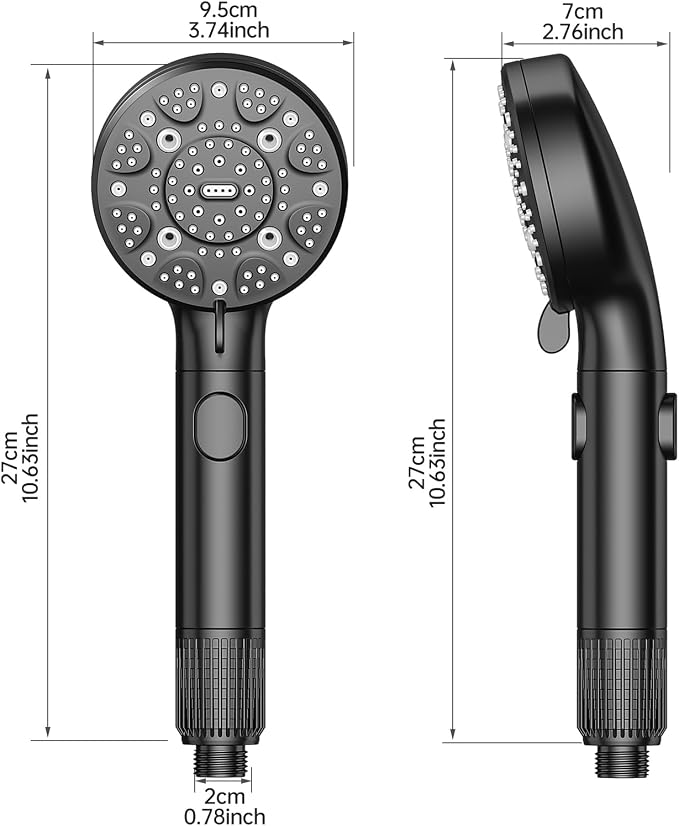 RV Shower Head with Hose, High Pressure 9 Mode Black Shower Head with On/Off Switch, Filtered Black Shower Head, Shower Head for RV/Campers, Travel Trailer, Motorhome for Water Saving（Black）