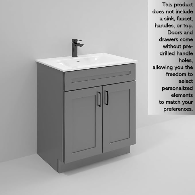 Bathroom Vanity Sink Base Ready-to-Assemble Bathroom Cabinet 24"/30'/36" Width (Vanity Base in Grey Shaker, 30 inch)