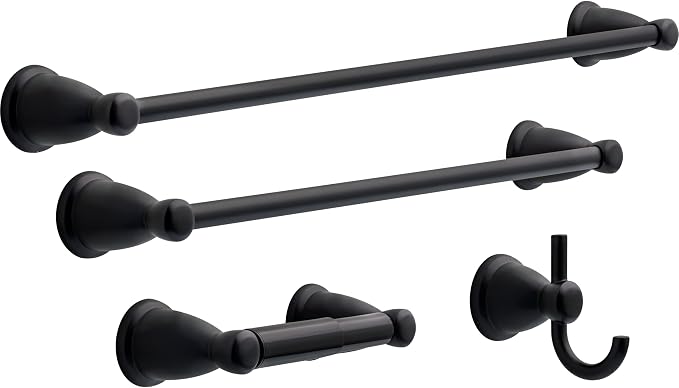Franklin Brass Kinla Spring (1-Pack) Toilet Paper Holder Matte Black Tissue Roll Spring-Loaded Rod, Organization and Storage, Wall Mounted Bathroom Accessories KIN50-MB