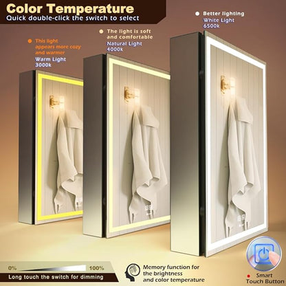 LED Lighted Bathroom Medicine Mirror Cabinet with Sockets & USBs, Anti-Fog Dimmable Light and Color Adjustment, Easy to Install Aluminum Cabinet (20 * 28 Left Hinge)