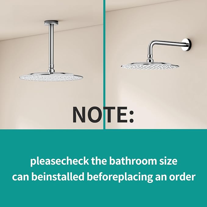All Metal Rain Shower Head - Heavy Duty Stainless Steel, Easy Install, High Water Flow, Ultra-Thin Modern Design for Bathroom (Chrome, 10)