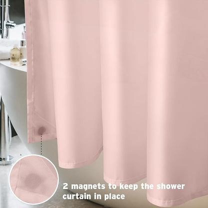 Titanker Waterproof Shower Curtain Liner Fabric, Blush Pink Shower Curtain Liner with Magnets, Cloth Shower Liner Soft, Lightweight, Machine Washable, 70 x 72 Inches