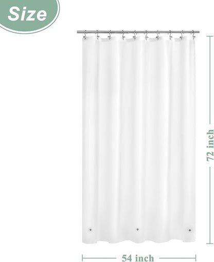 Mrs Awesome 54x72 Stall Shower Curtain Liner Frost | 3 Bottom Magnets,10 Rustproof Grommets,Water Proof Lightweight PEVA,54W x 72H for Shower Stall or RV Home Narrow Width
