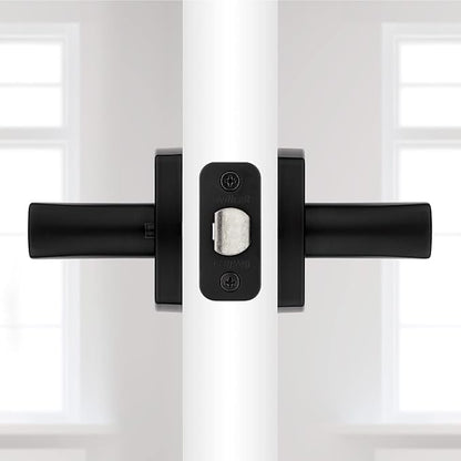 Kwikset Tripoli Lever Interior Privacy Door Handle with Lock, Door Lever for Bathroom and Bedroom, Matte Black Reversible Keyless Turn Lock, with Microban Protection (Pack of 8)