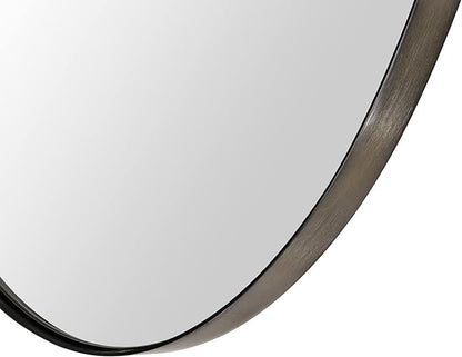 Oil Rubbed Bronze Oval Recessed Bathroom Medicine Cabinet with Mirror Stainless Steel Metal Framed Oblong Pill Shaped Bathroom Cabinet with Mirror 16x33''