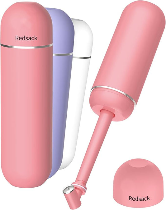 Portable Bidet for Travel & Camping - Manual Squeeze Handheld Peri Bottle for Feminine Hygiene, 3 Leak-Proof Seals, Extendable Sprayer with Rotating Nozzle for Men & Women (Upgrade Pink, General)
