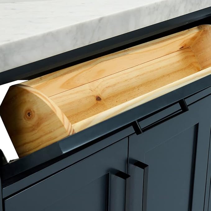 ARIEL Hepburn 72-inch Bathroom Vanity with Sink,Solid Wood, 1.5-inch Italian Carrara Marble Countertop, Double Oval Porcelain Sink, 4 Soft Closing Doors, 6 Dovetail Drawers, Midnight Blue